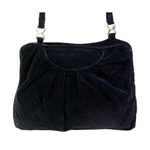 VINTAGE Carpetbags USA BLACK VELOUR TOP HANDLE SHOULDER BAG HANDBAG PURSE